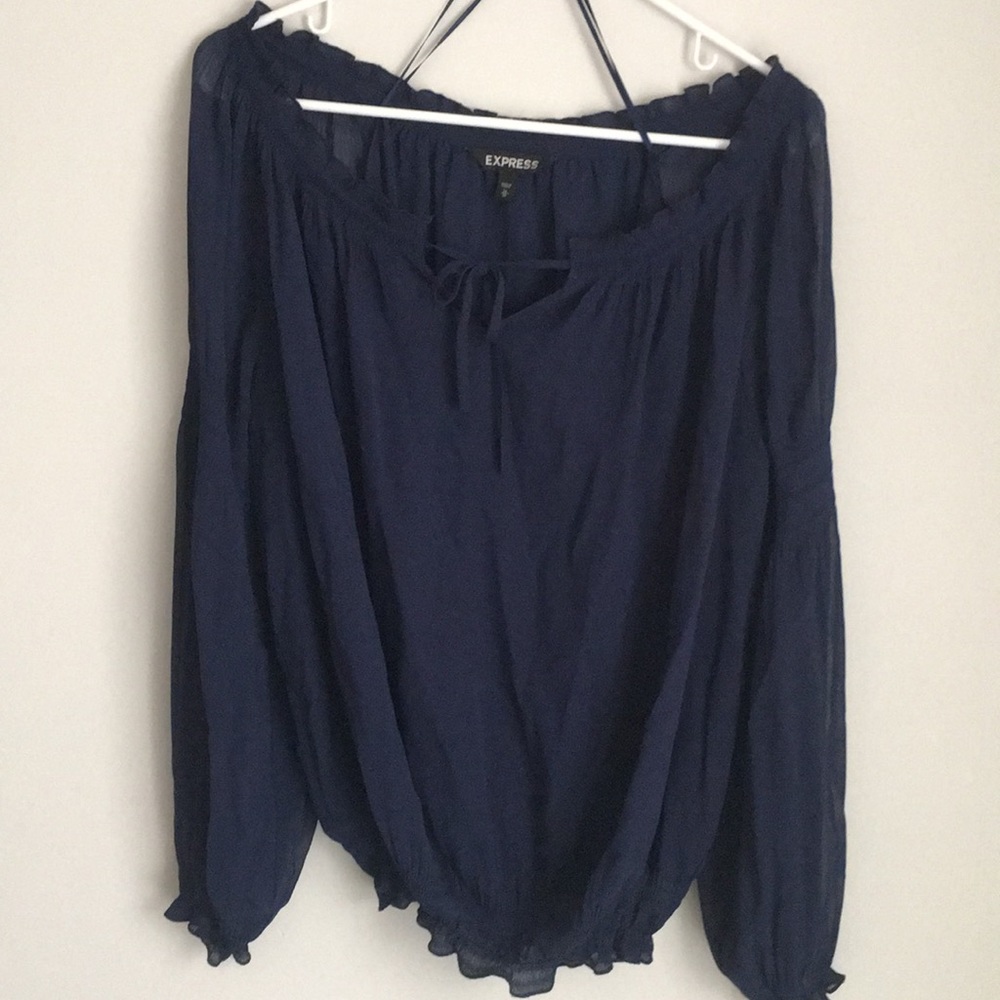 Express navy blue sheer top